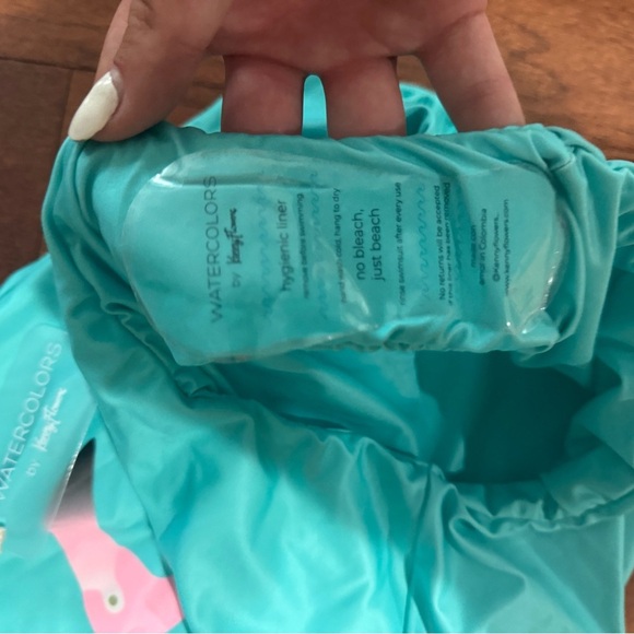 NWT Watercolors by Kenny Flowers Flamingo One Piece Blue Cyan Swimsuit Sz M - Picture 4 of 5